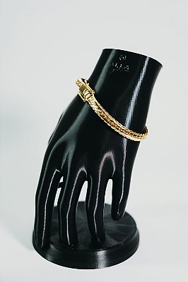 Pulseira laminada 6mm-banhado a ouro 18k