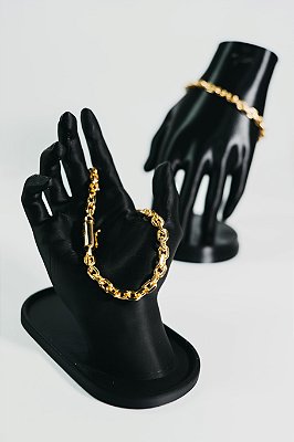 Pulseira cadeado 5mm-banhado a ouro 18k