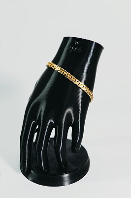 Pulseira grumet dupla 5mm-banhado a ouro 18k