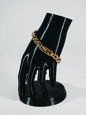 Bracelete friso S 10mm-banhado a ouro 18k