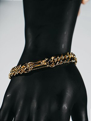 Bracelete grumet dupla-banhado a ouro 18k