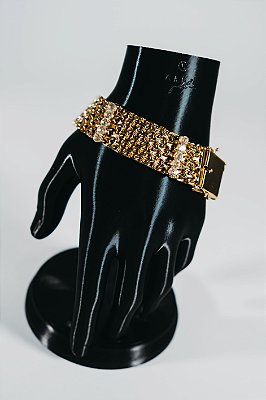 Bracelete com pedra de zirconia 21mm-banhado aouro 18k