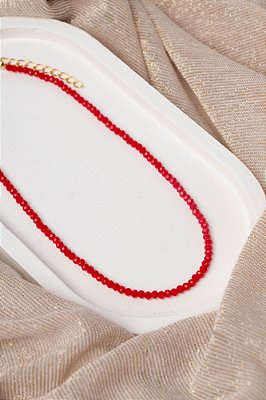 COLAR CURTO DE CRISTAIS VERMELHO RUBI
