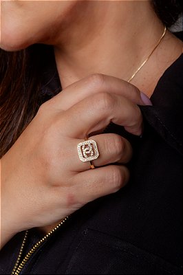 ANEL INSPIRAÇÃO CHANEL CRAVEJADO COM ZIRCÔNIA