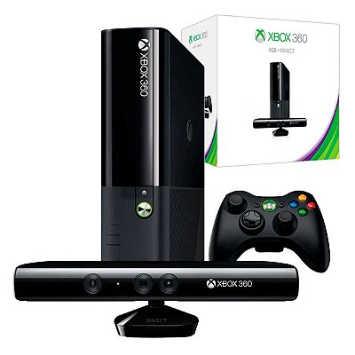Console Microsoft Xbox 360 Super Slim 4GB Preto Com Kinect