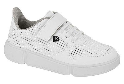 Tênis Infantil Branco Velcro e Cadarço Elástico