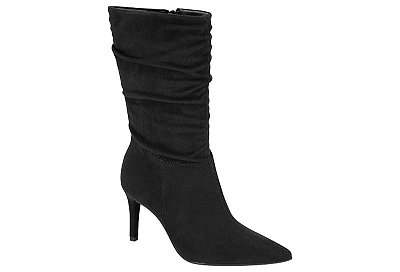 Bota Vizzano Cano Médio tecido Camurça Preta