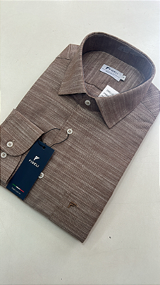 Camisa de Manga Longa Marrom 100% Algodão