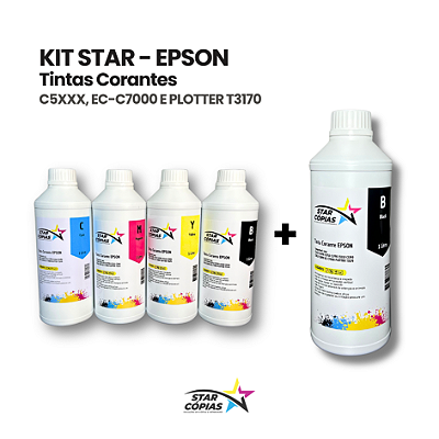 Kit Star Corante Epson – CMYK + Preto Extra (5 Litros)