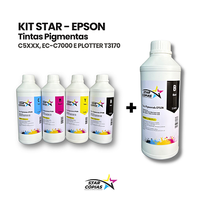 Kit Star Pigmentada Epson – CMYK + Preto Extra (5 Litros)