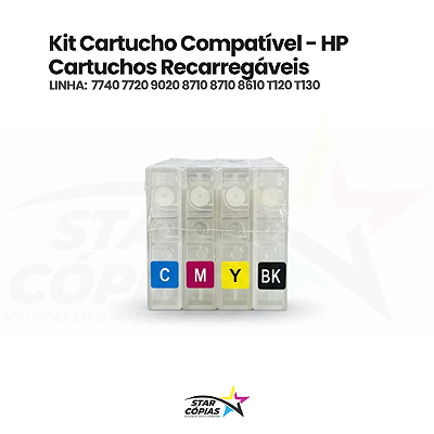 Cartucho Compatível para Bulk HP | 7740 / 7720 / 9020 / 8710 / 8610 / T120 / T130