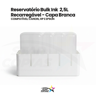 Reservatório Bulk Ink 2500ml com Capa Branca | Compatível com Impressoras Canon, HP e Epson