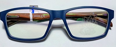 Óculos Receituário Masculino TR90 Azul Haste Madeira