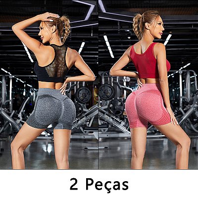 2 peças, Short esportivo feminino?Academia short?Calças Femininas de Ioga Com Co
