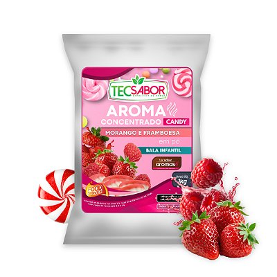 Aroma de Bala da Infância Morango e Framboesa Idêntico ao Natural Pó e Líquido Candy