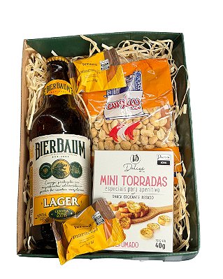 Cesta com Cerveja Lager e Petiscos | Presente Compacto
