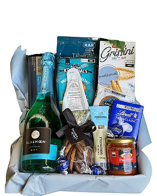 Cesta Presente com Espumante e Petiscos Gourmet