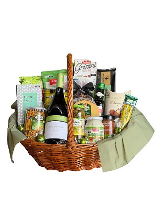 Cesta Premium com Vinho Branco e Petiscos Gourmet