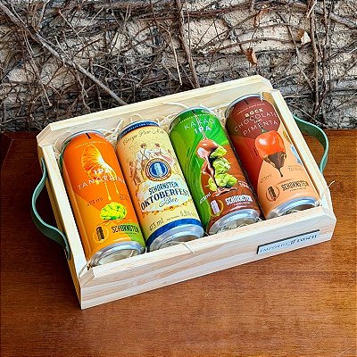 Kit Presente com Cervejas Especiais em Caixa de Madeira