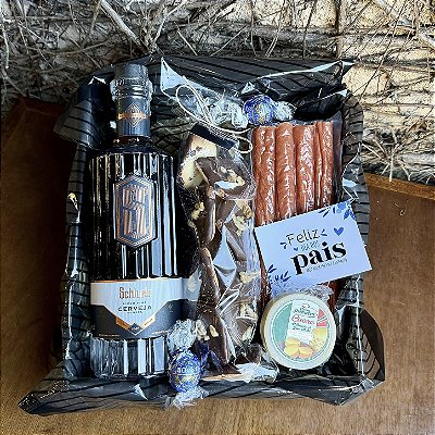 Cesta Presente Dia dos Pais com Licor, Embutidos e Queijo