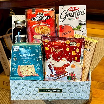 Cesta de Natal com Suco, Chocolates e Biscoitos