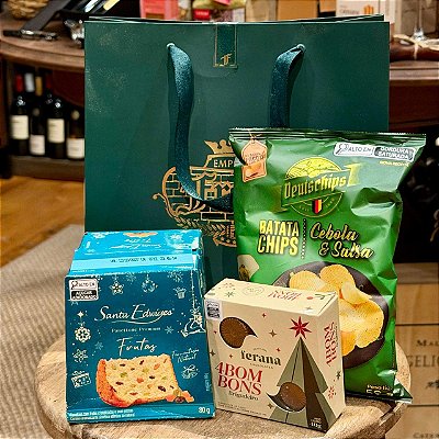 Kit Presente com Mini Panetone, Batata Chips e Bombons