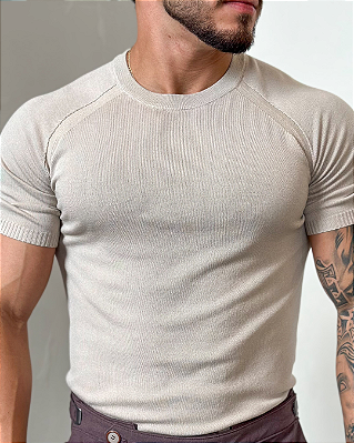 CAMISETA MODAL RAGLAM BEGE