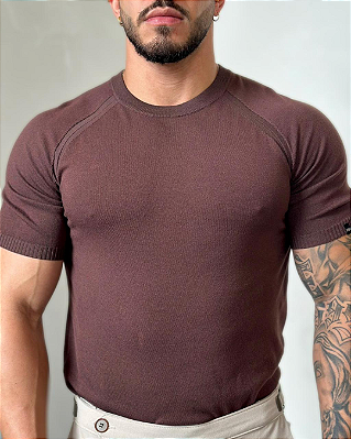 CAMISETA MODAL RAGLAM MARROM