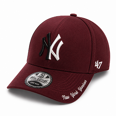 Boné New York NY Premium Bordô com Logo Metálico e Bordado | Hybrid