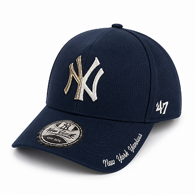 Boné New York NY Premium Azul com Logo Metálico e Bordado | Hybrid