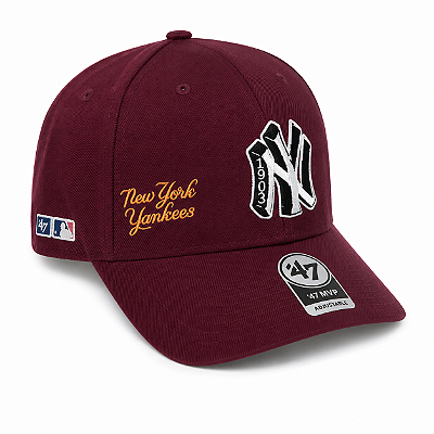 Boné New York NY Premium Bordô Bordado | 1 Patch Bordado