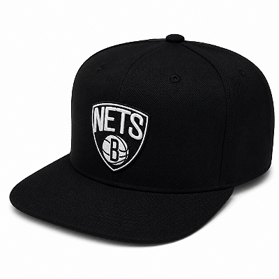 Boné Mitchell & Ness Brooklyn Nets NBA Aba Reta Snapback Preto Unissex