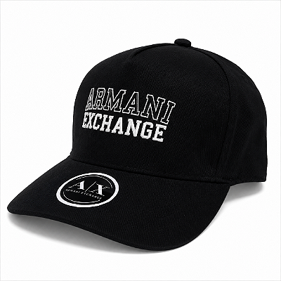 Boné Armani Exchange AX Aba Curvada Snapback Preto Unissex