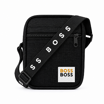Shoulder Bag Boss Premium Preta Transversal com Alça Ajustável