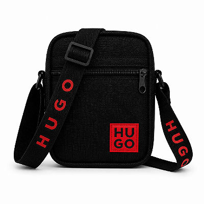 Shoulder Bag HUGO Premium Preta Transversal com Alça Ajustável