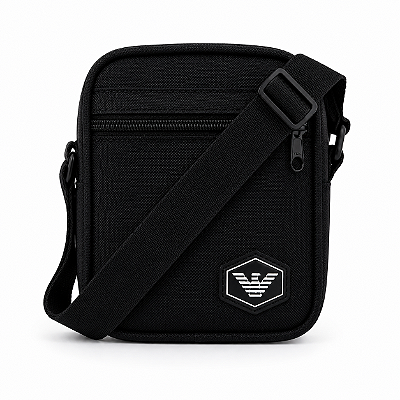 Shoulder Bag Emporio Armani Premium Preta Transversal com Alça Ajustável