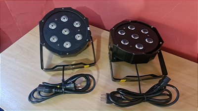 Par de Refletores LED PAR 7 LEDs RGB DMX para Palco e Eventos Seminovo
