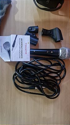 Microfone Dinâmico Tomate MT-102 Profissional com Cabo P10 e Suporte Seminovo