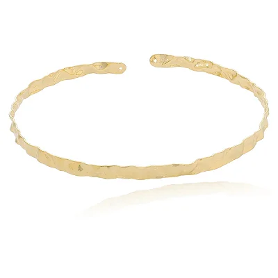Colar Choker Aro Rigido Folheado Ouro 18k