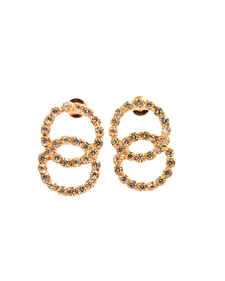 Brinco Folheado a Ouro 18k DUO Circulo Cravejado