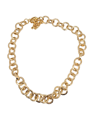 Colar Folheado a Ouro 18k Elos Redondos Texturizados