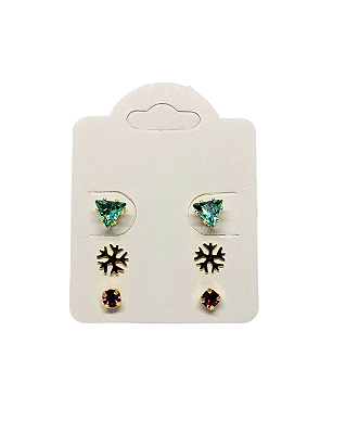 Trio de Brincos Folheados a Ouro 18K - Clássico