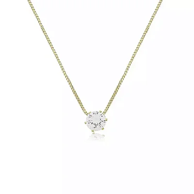 Gargantilha Ponto de Luz Zircônia 6mm Folheada a Ouro 18K