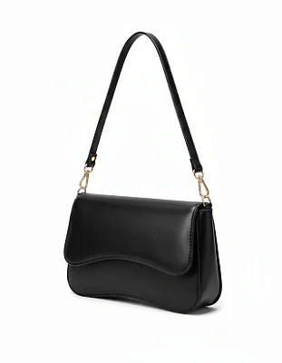 Bolsa de Ombro Pequena – Preta Lisa