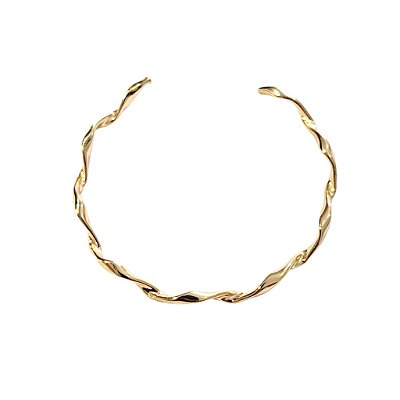 Bracelete Aro Curvo Orgânico Banhado a Ouro 18k