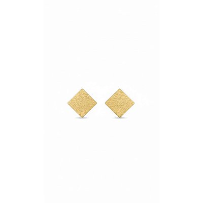 Brinco Quadrado Texturizado Banhado a Ouro 18k