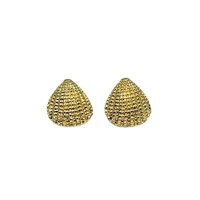 Brinco Concha com Esfera Banhado a Ouro 18k