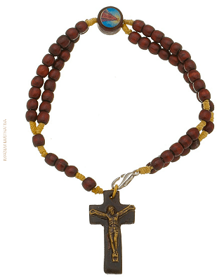 Terço Pulseira em Madeira