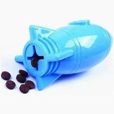 Brinquedo Porta Petisco Ração Foguete Interativo para Cães - Azul