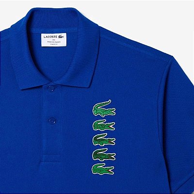 Polo Lacoste em piqué com emblema de crocodilo